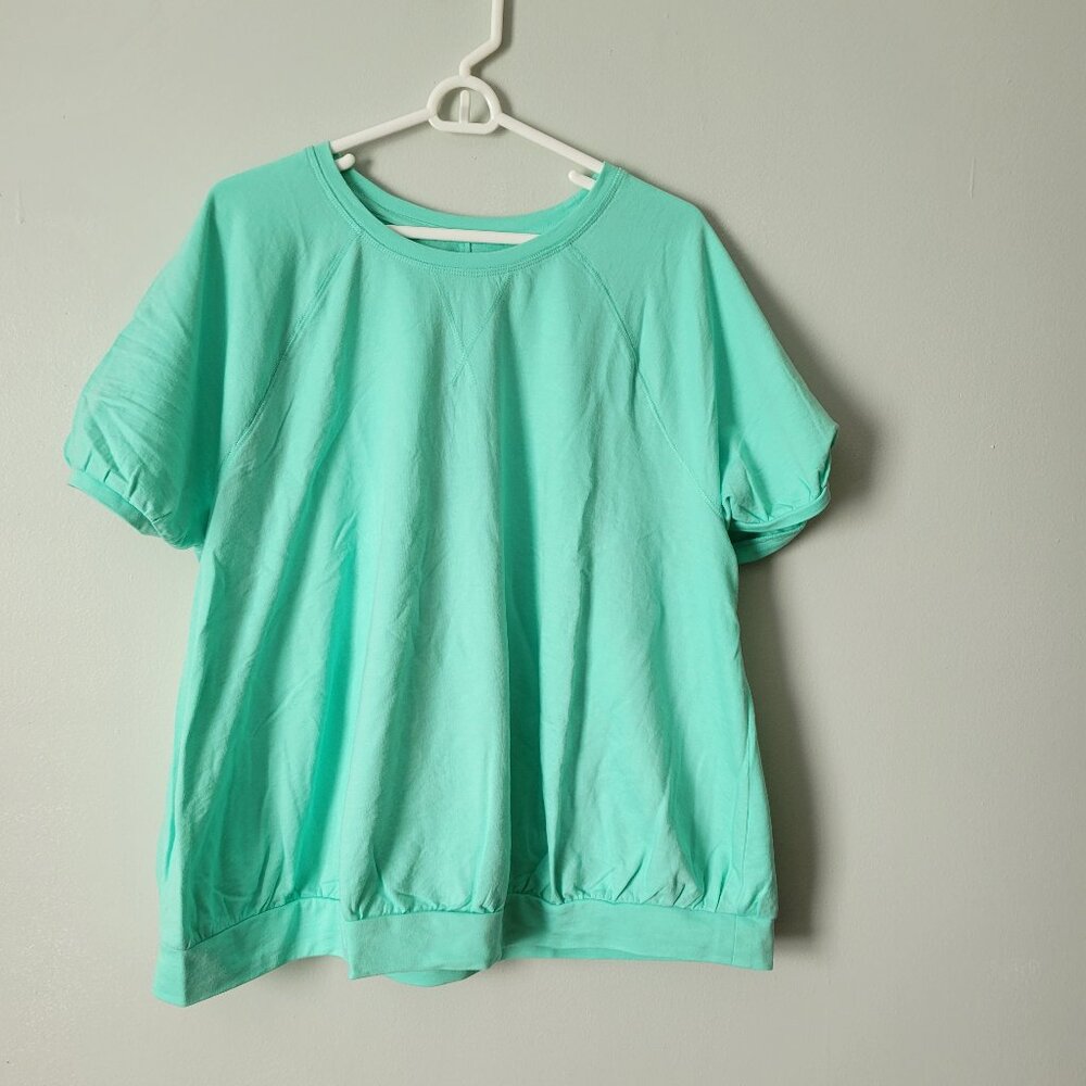 Lane Bryant Women's Shirt Green 22/24 3X Comfy Stretch Activewear T-Shirt NWT